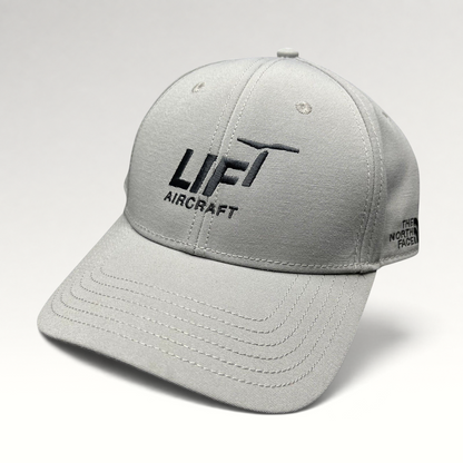 Raree Finds gray The North Face strapback hat with black Lift Aircraft embroidery on a structured six-panel cap.