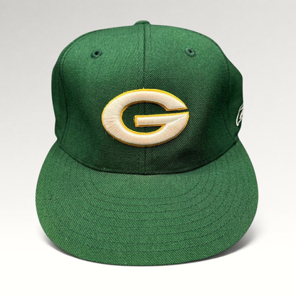 Raree Finds vintage Green Bay Packers Reebok on-field fitted hat in green with embroidered yellow and white G logo