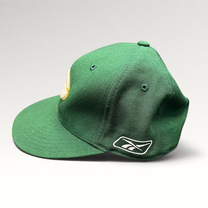 Raree Finds vintage Green Bay Packers Reebok fitted hat in green with embroidered team logo and side Reebok branding