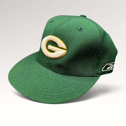 Raree Finds vintage Reebok Green Bay Packers fitted hat in green with embroidered gold and white G logo