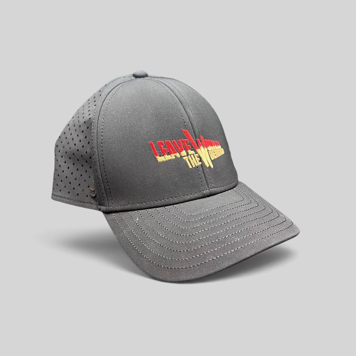 Raree Finds grey Melin Leave the World Behind snapback hat with perforated side panels and embroidered logo