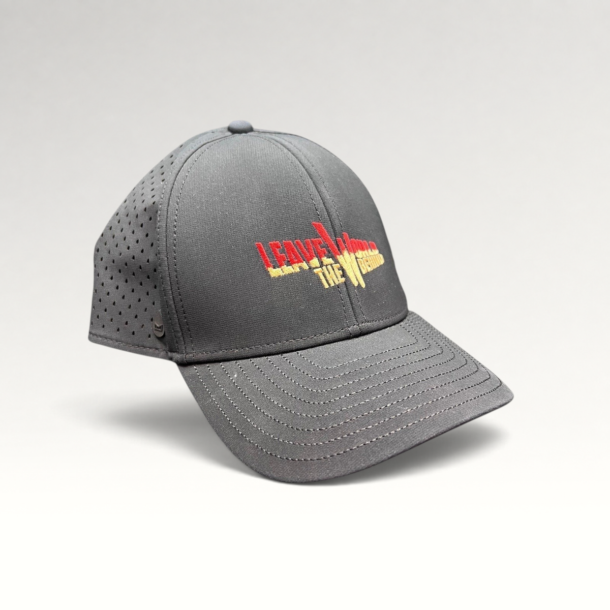 Raree Finds grey Melin Leave the World Behind snapback hat with perforated side panels and embroidered logo