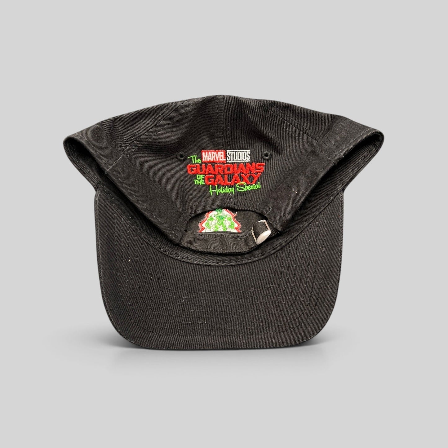Raree Finds black New Era 9TWENTY cotton hat featuring the Guardians of the Galaxy Holiday Special logo on the back