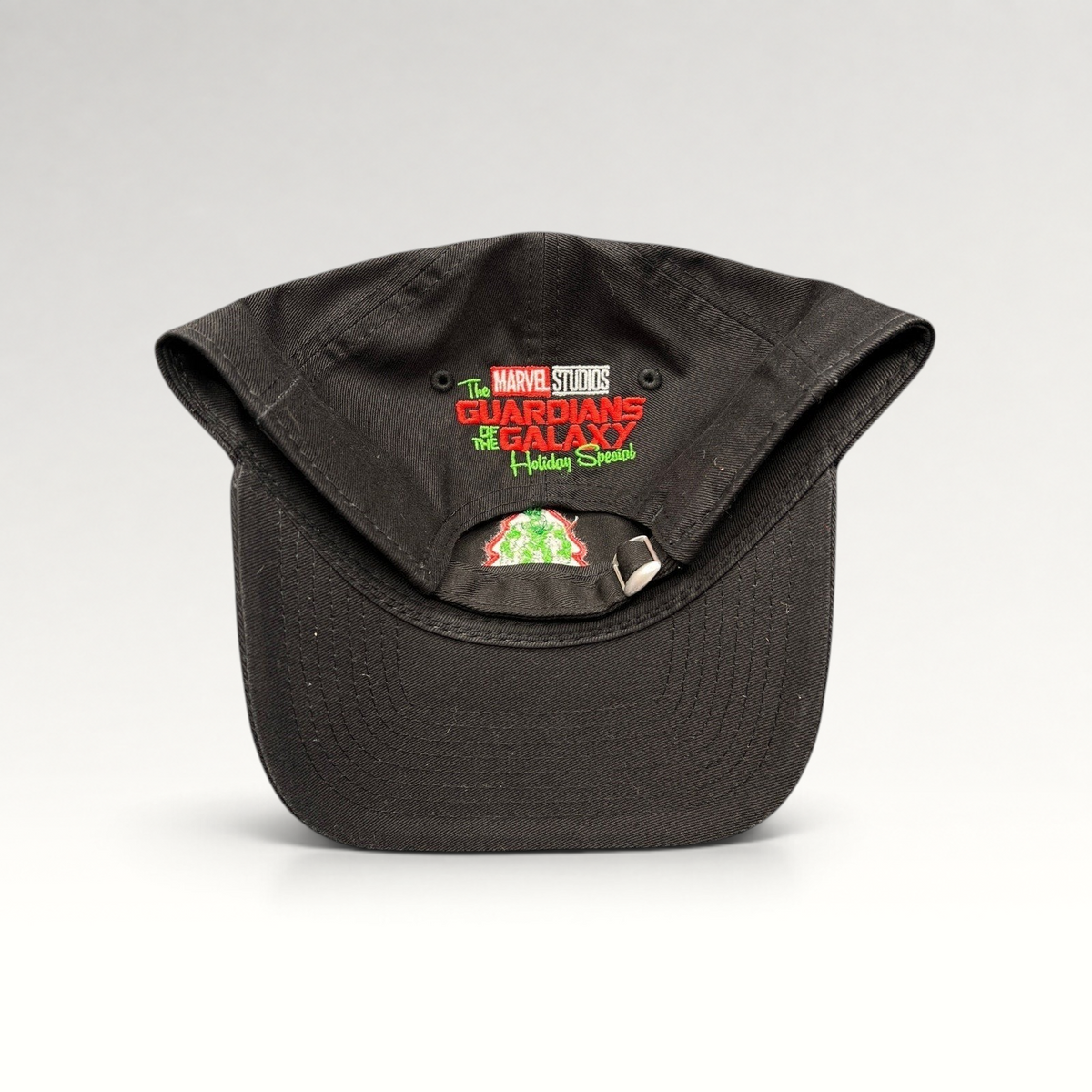 Raree Finds black New Era 9TWENTY cotton hat featuring the Guardians of the Galaxy Holiday Special logo on the back