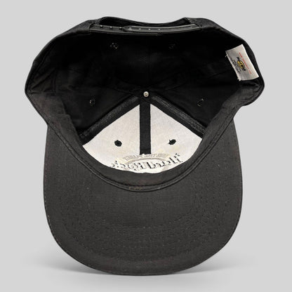 Raree Finds vintage Hard Rock Cafe Buenos Aires black cotton snapback hat interior view showing brand tag