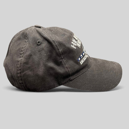 Raree Finds black cotton Harley-Davidson New Orleans French Quarter strapback hat with embroidered flag graphic