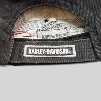 Raree Finds Harley-Davidson black cotton strapback hat with branded interior label and logo embroidery