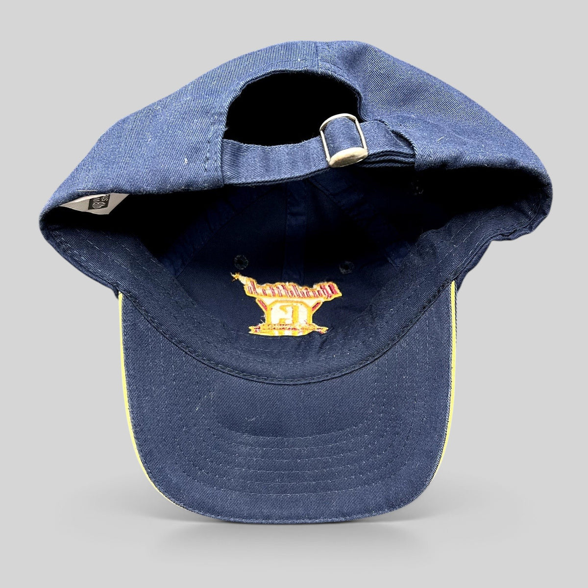 Raree Finds vintage Y2K Harry Potter Gryffindor Quidditch strapback hat in navy blue with adjustable metal buckle