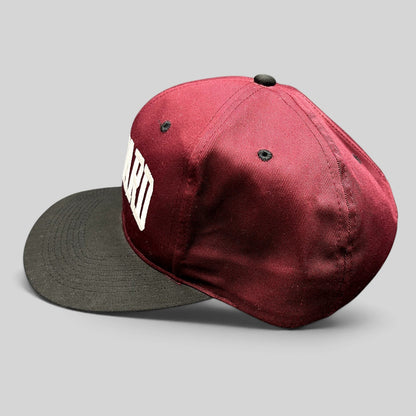 Raree Finds vintage Harvard University snapback hat in crimson and black with white raised embroidery