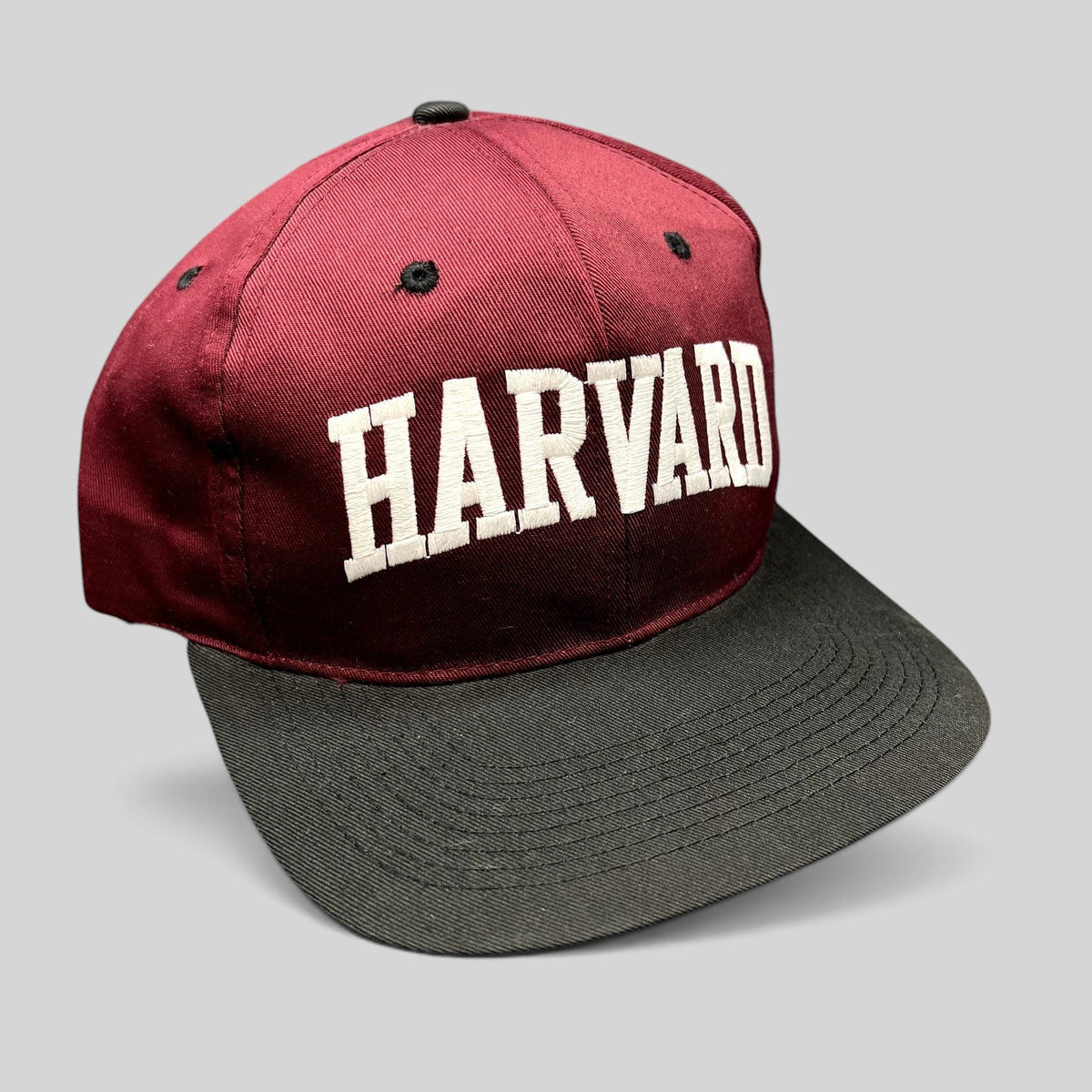 Raree Finds vintage Harvard University snapback hat in crimson and black with white embroidered lettering