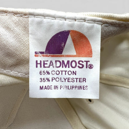 Raree Finds vintage Headmost snapback hat interior fabric care label showing material composition and origin