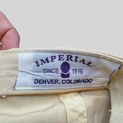 Raree Finds vintage Imperial Headwear cream golf hat interior label showing Denver Colorado branding