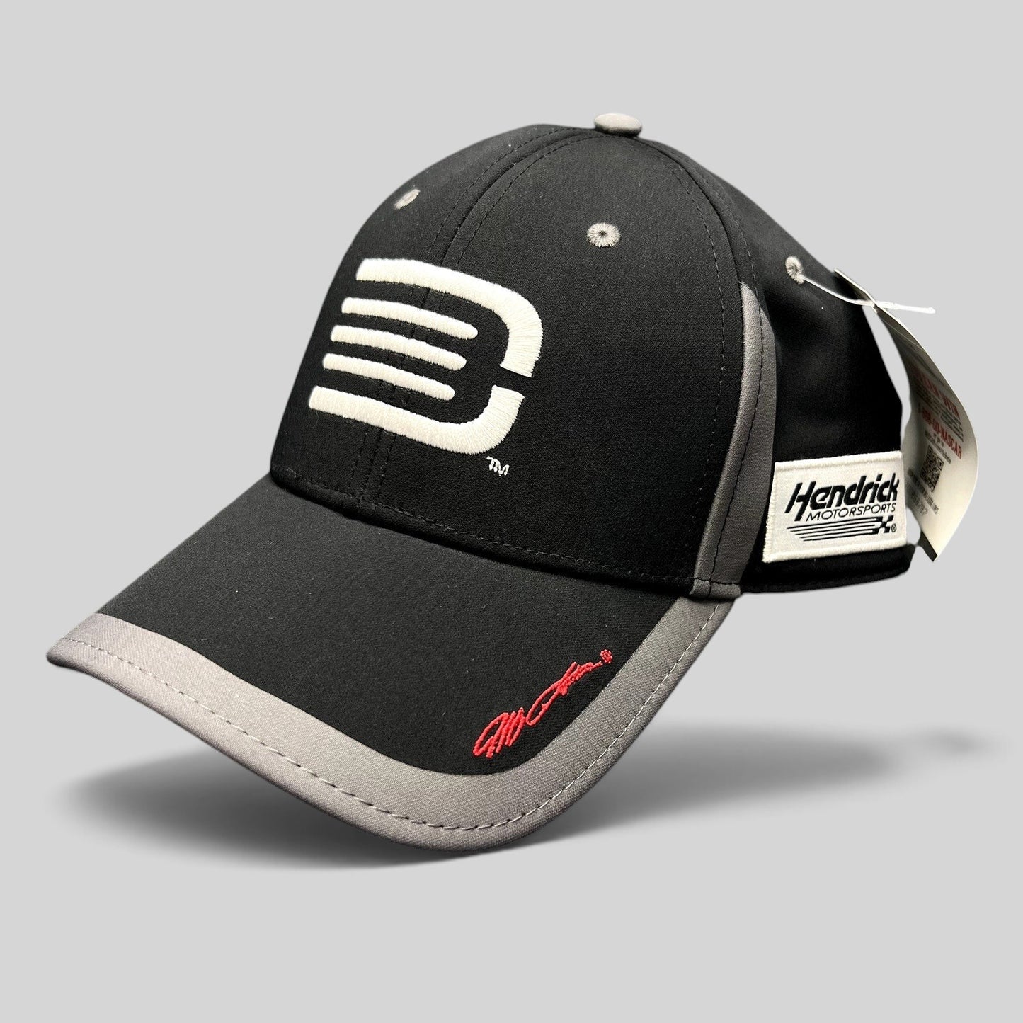 Raree Finds Jeff Gordon Hendrick Motorsports black and gray A-Flex stretch hat with white stylized G logo