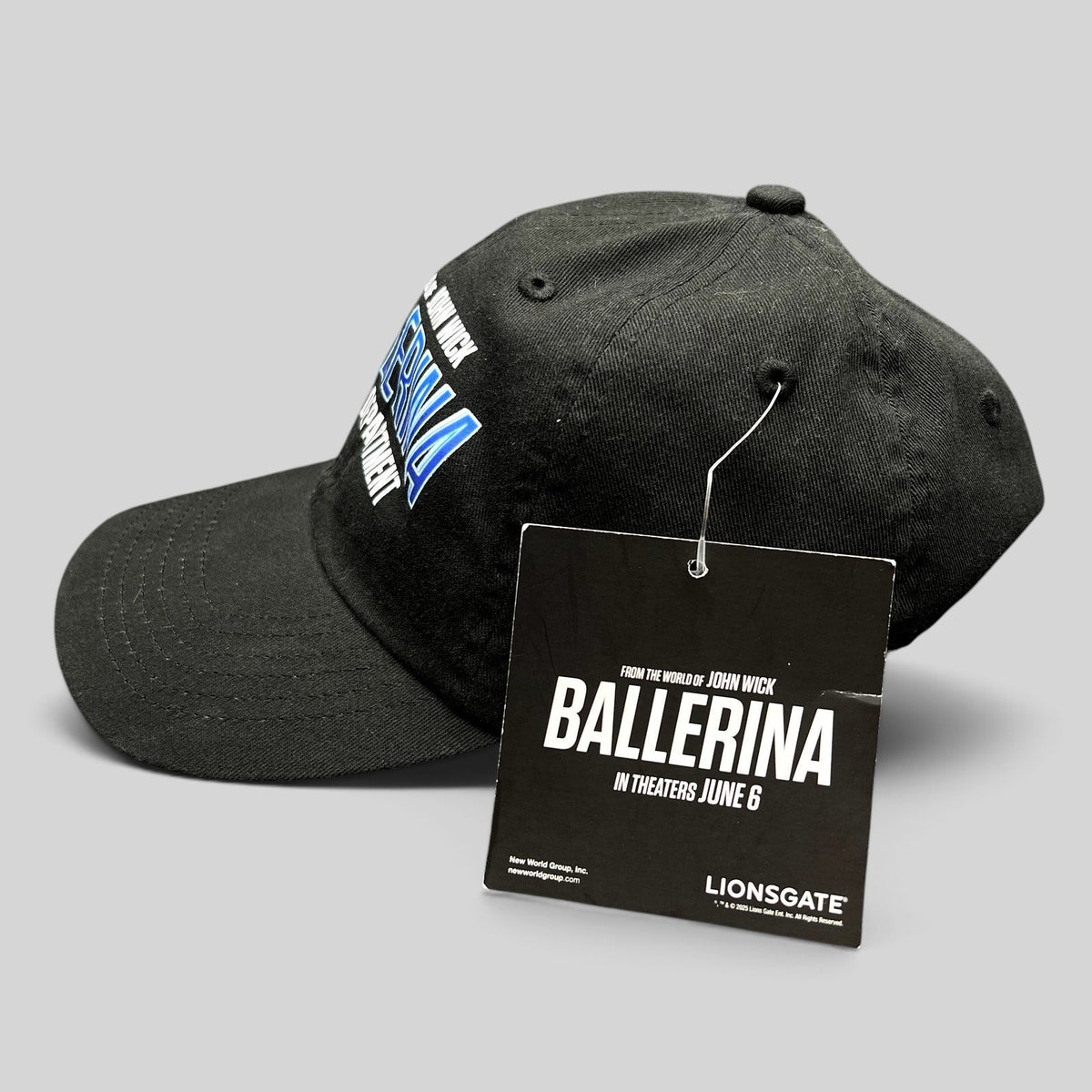 Raree Finds black cotton strapback hat from the John Wick Ballerina stunt department with original Lionsgate hang tag