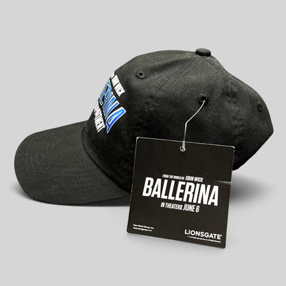 Raree Finds black cotton strapback hat from the John Wick Ballerina stunt department with original Lionsgate hang tag