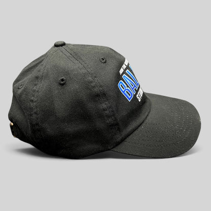 Raree Finds black cotton strapback hat featuring Ballerina Stunt Department embroidery from the John Wick universe.
