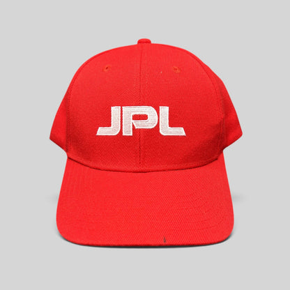 Raree Finds red JPL NASA snapback hat with white embroidered logo on front