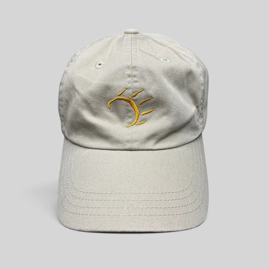 Raree Finds vintage 2007 Imperial khaki cotton strapback hat with embroidered Dancing Bear Aspen logo