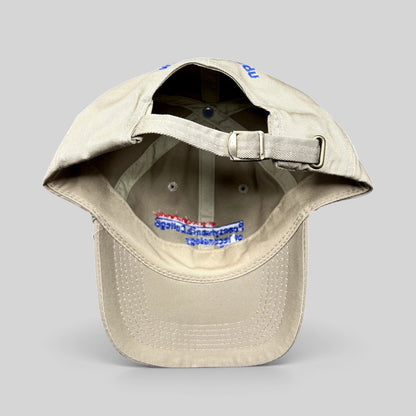 Raree Finds vintage khaki strapback hat with embroidered Pennsylvania College of Technology and brass-tone closure