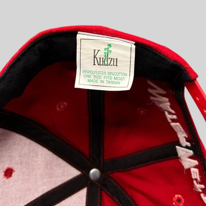 Raree Finds vintage Kudzu Taiwan hat interior label showing polyester cotton blend and manufacturing details