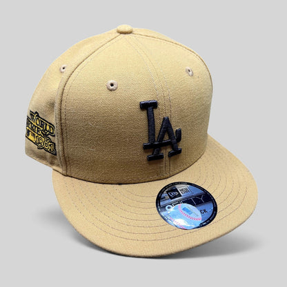 Raree Finds New Era LA Dodgers 1981 World Series tan snapback hat with black LA logo and side championship patch
