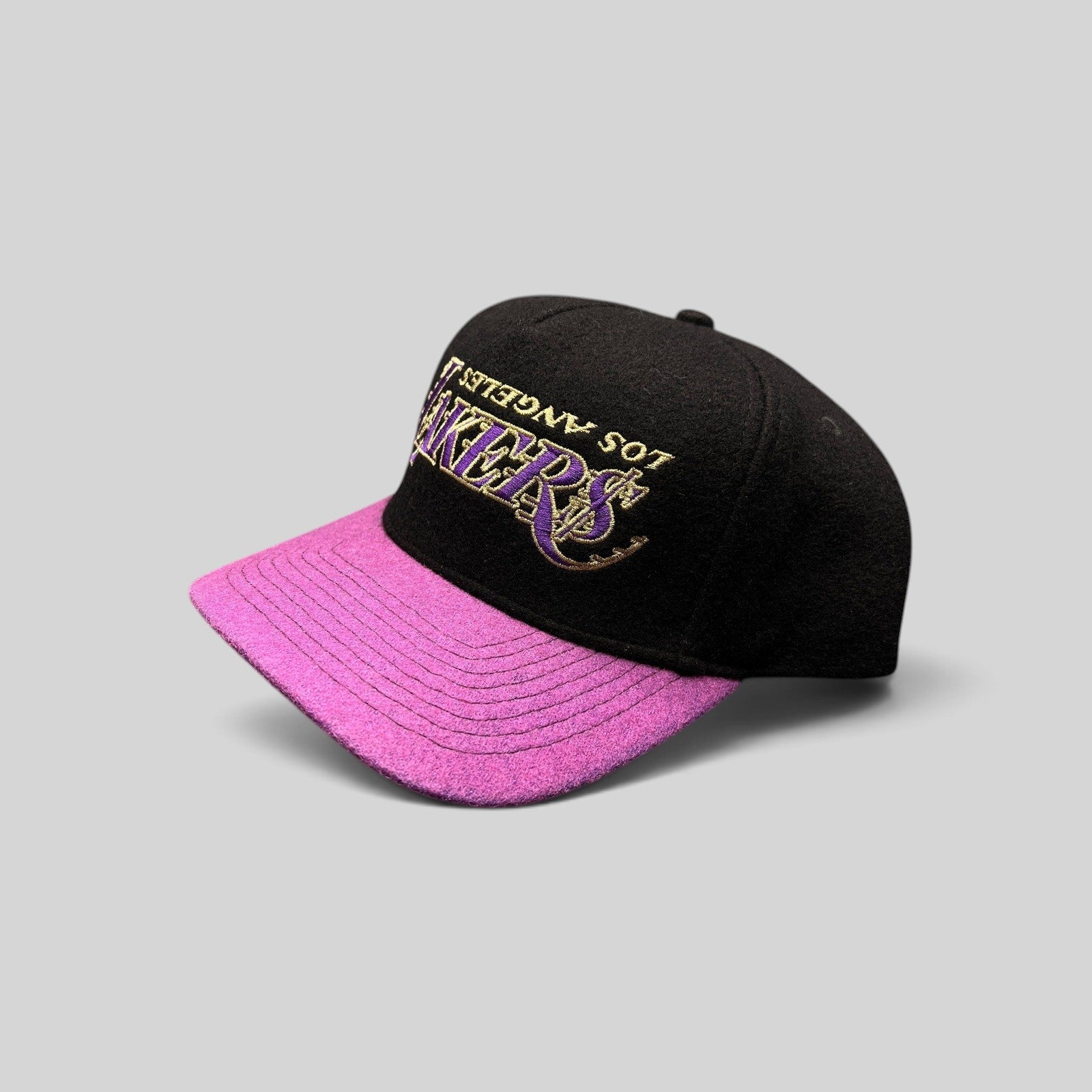 Raree Finds Kill the Hype Los Angeles Lakers wool snapback hat with black crown, purple brim, and embroidered logo.