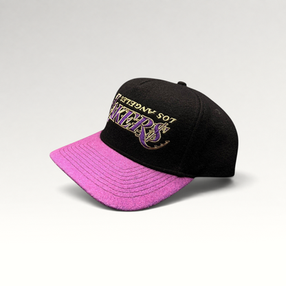 Raree Finds Kill the Hype Los Angeles Lakers wool snapback hat with black crown, purple brim, and embroidered logo.