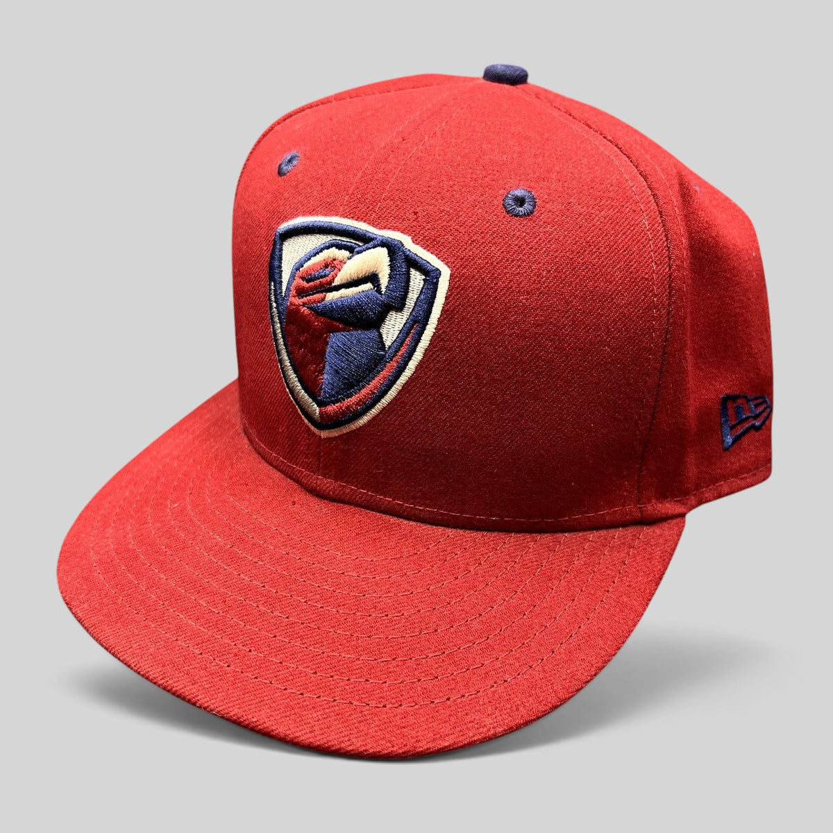 Raree Finds Lancaster JetHawks New Era 59FIFTY fitted baseball hat in red with navy embroidered team logo