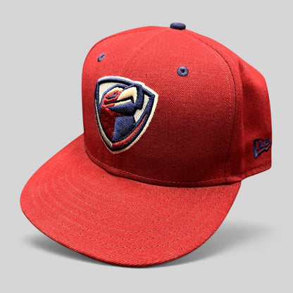 Raree Finds Lancaster JetHawks New Era 59FIFTY fitted baseball hat in red with navy embroidered team logo