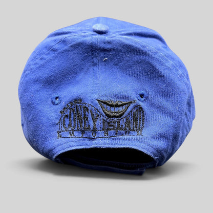 Raree Finds royal blue Las Vegas 51s strapback hat featuring black Coney Island Emporium embroidery on the back