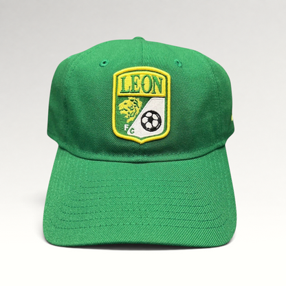 Raree Finds green LEON FC soccer crest hat with embroidered shield logo on a relaxed New Era 9TWENTY unstructured cap.