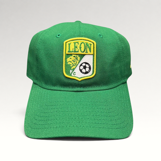 Raree Finds green LEON FC soccer crest hat with embroidered shield logo on a relaxed New Era 9TWENTY unstructured cap.