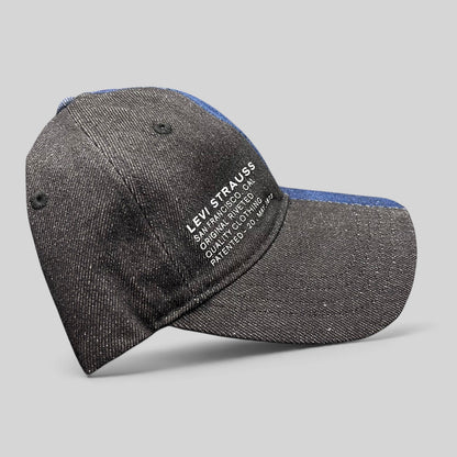 Raree Finds Levi's two-tone black and indigo denim strapback hat with white heritage San Francisco branding
