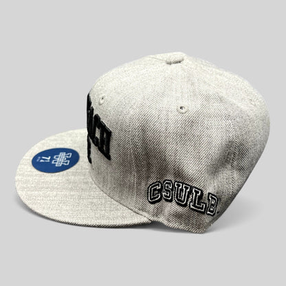 Raree Finds Long Beach State 49ers fitted hat in heather gray with black embroidered lettering and flat brim