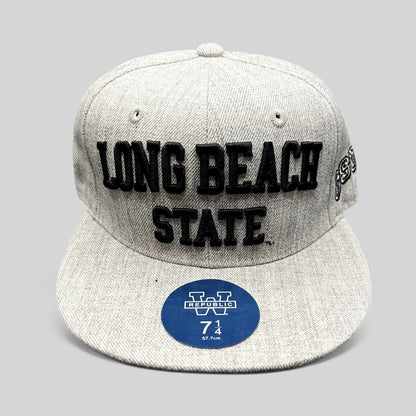 Raree Finds W Republic Long Beach State 49ers heather gray fitted hat with black raised embroidery and flat brim