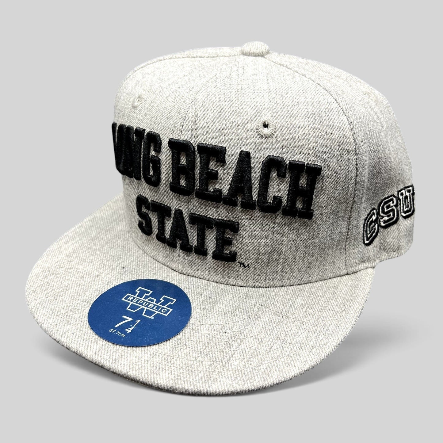 Raree Finds W Republic Long Beach State 49ers heather gray fitted hat with black raised embroidery and flat brim