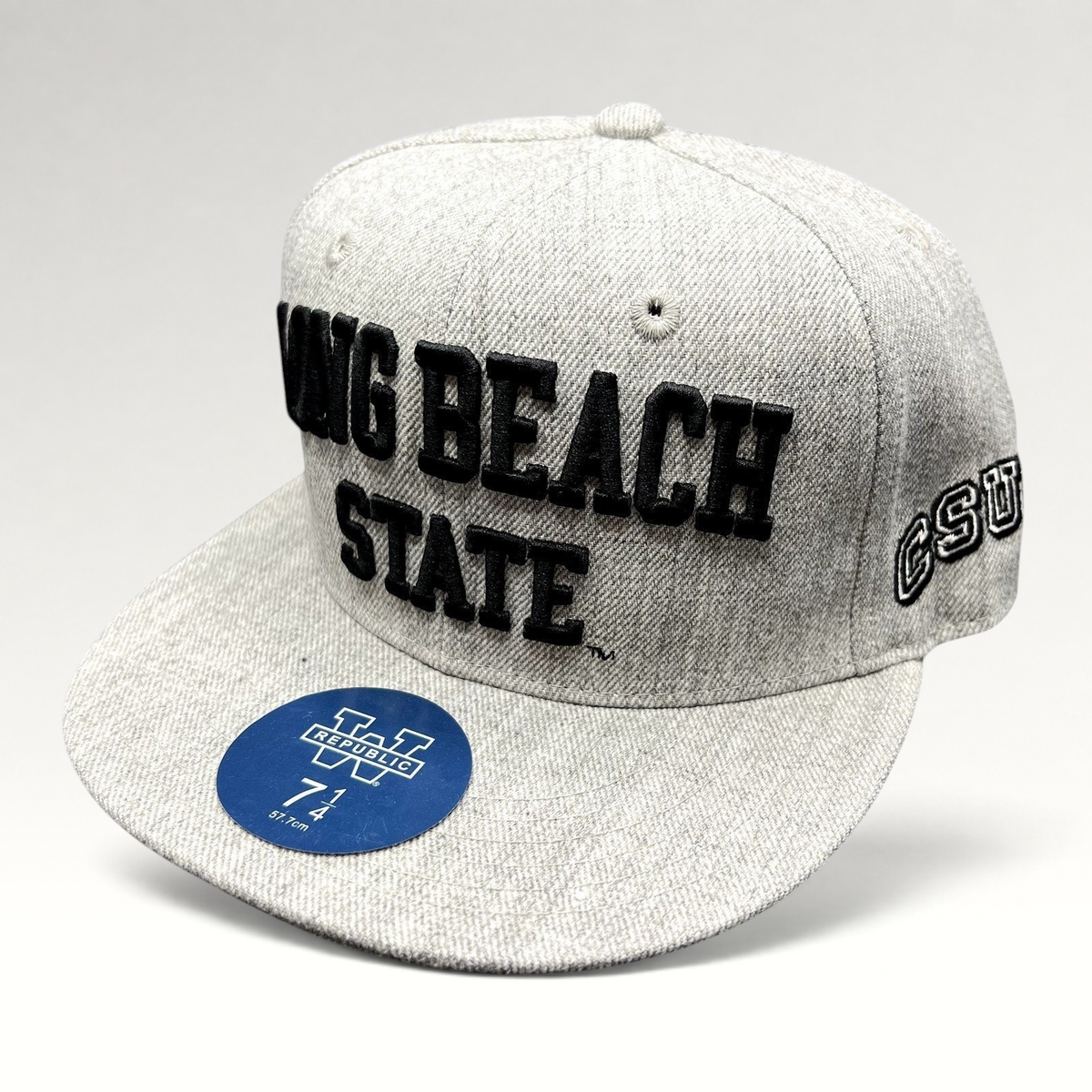 Raree Finds W Republic Long Beach State 49ers heather gray fitted hat with black raised embroidery and flat brim