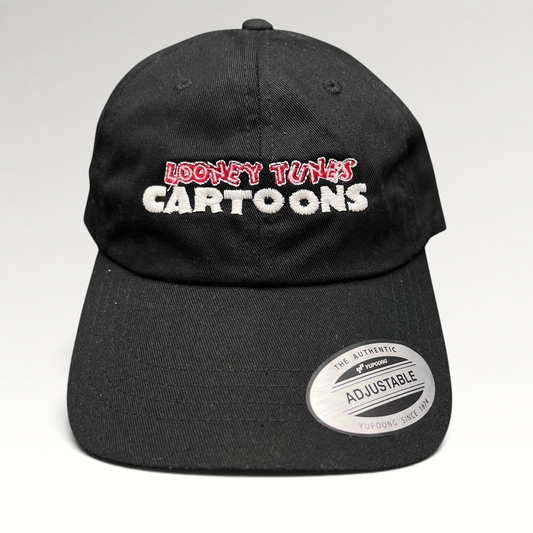 Raree Finds black cotton Looney Tunes Cartoons crew strapback hat with red and white embroidered logo