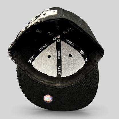 Raree Finds black New Era 59FIFTY Los Angeles Angels fitted cap interior showing branded taping and flat brim