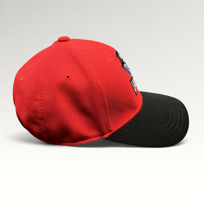 Raree Finds Los Angeles Lashings cricket team fitted cap with a red crown, black visor, and embroidered team crest.