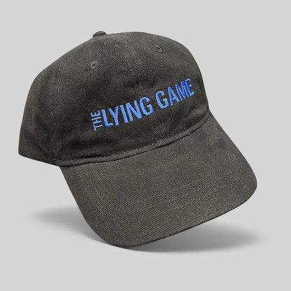 Raree Finds black cotton strapback hat with blue The Lying Game pilot crew embroidery