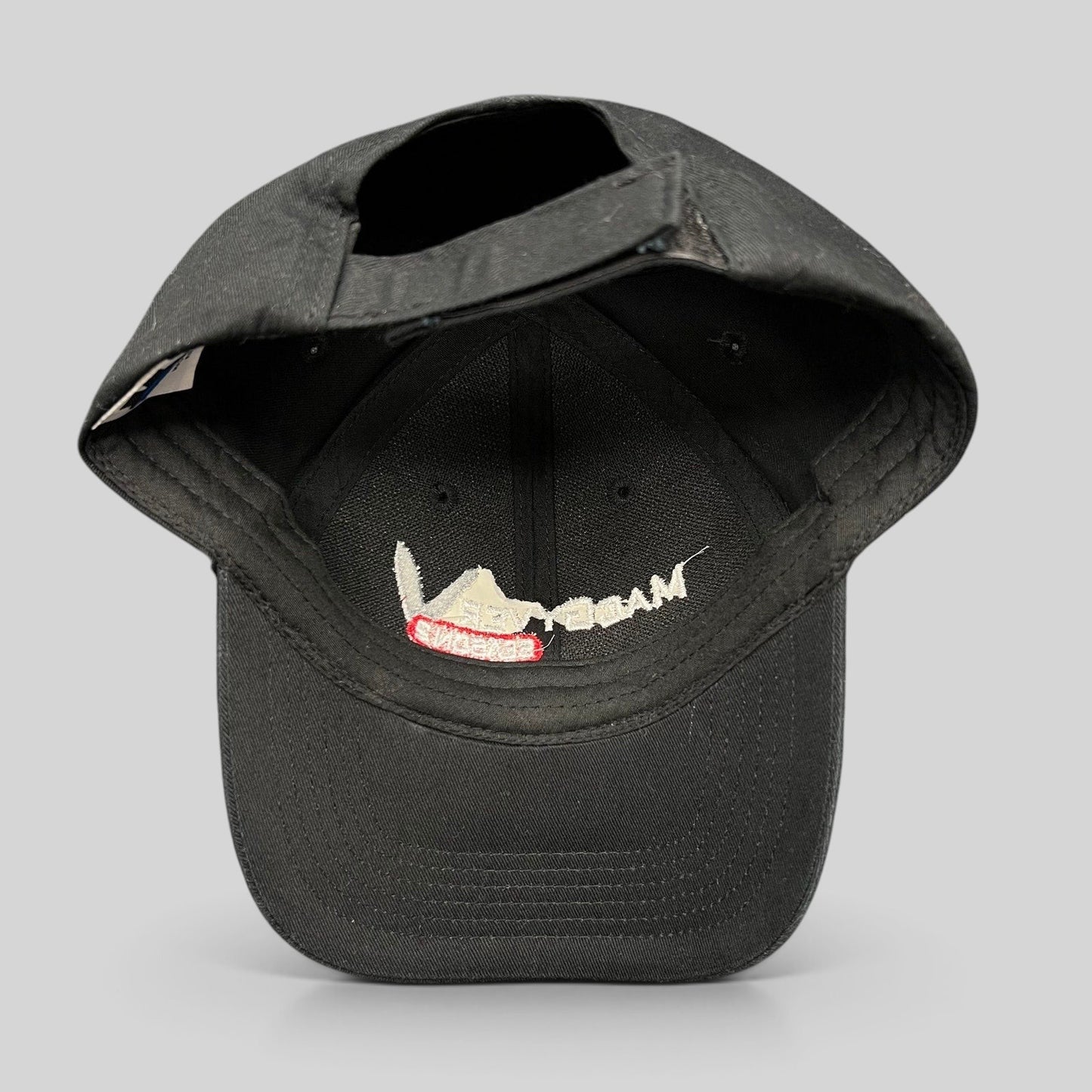 Raree Finds vintage black MacGyver Season 2 promotional strapback hat with embroidered logo and signed brim