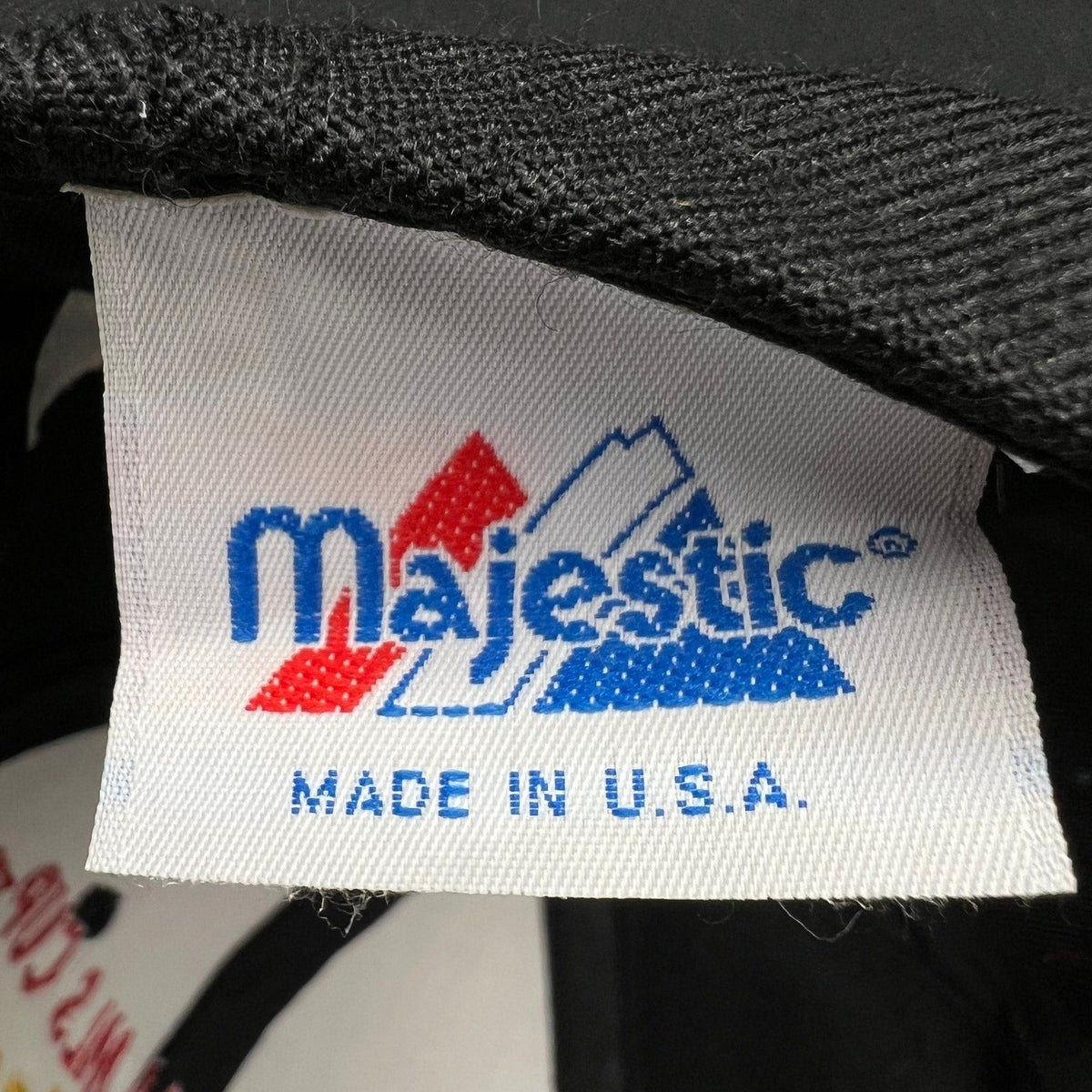 Raree Finds vintage Majestic brand tag on a 1996 MLS Cup Champions snapback hat, showing Made in USA text.