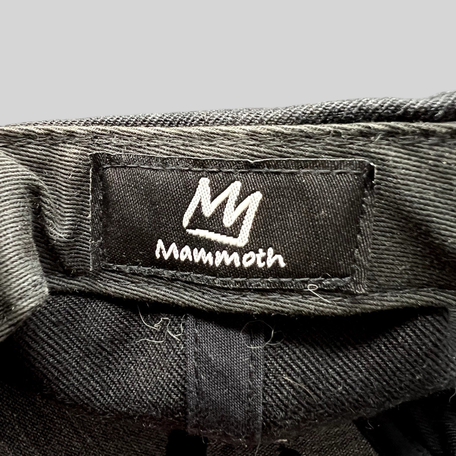 Raree Finds black Mammoth Mountain snapback hat interior label with white embroidered logo and brand name