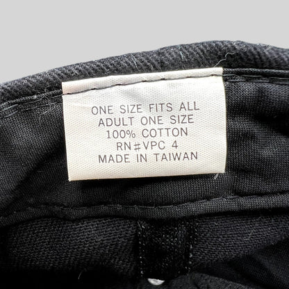 Raree Finds vintage Marlboro hat interior tag showing 100 percent cotton material and made in Taiwan details