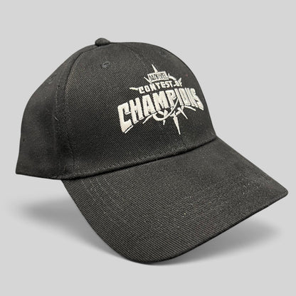 Raree Finds black Marvel Contest of Champions gaming snapback hat with white embroidered logo and green undervisor