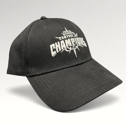 Raree Finds black Marvel Contest of Champions gaming snapback hat with white embroidered logo and green undervisor