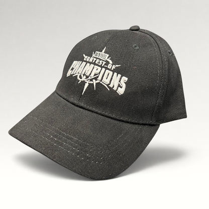 Raree Finds black Marvel Contest of Champions snapback hat with white embroidered logo and neon green undervisor
