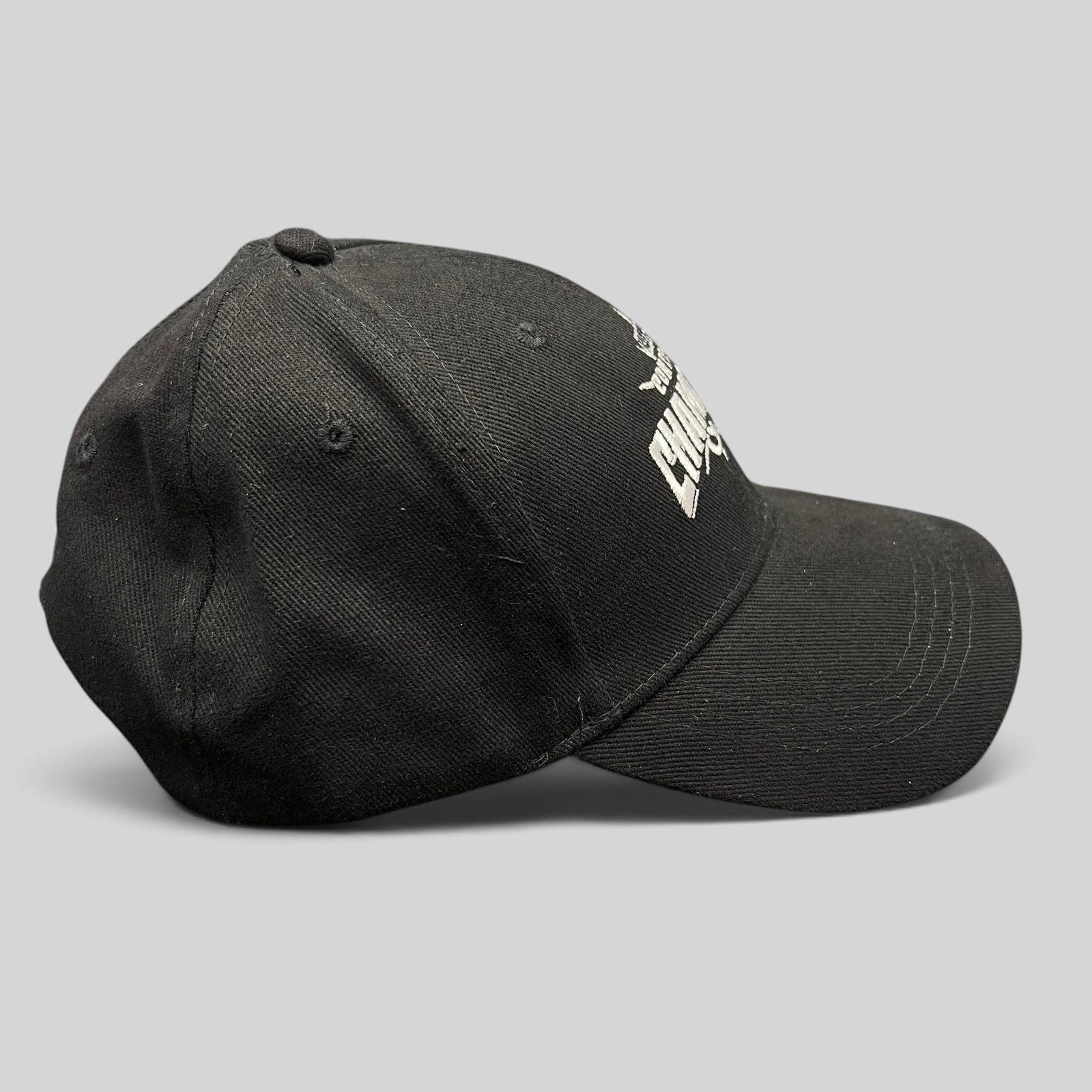Raree Finds black Marvel Contest of Champions snapback hat with white embroidered logo and neon green undervisor.