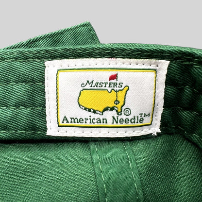 Raree Finds green cotton Masters Tournament hat interior tag featuring the American Needle and Augusta National logo